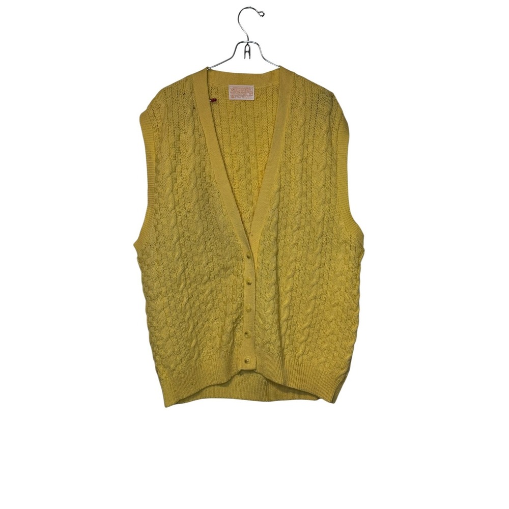 Pendleton Women's Cardigan Sweater Vtg. Wool Sleeveless Button Up Yellow Large